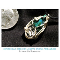 Chrysocolla & Herkimer Diamond Crystal Pendant