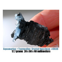 black tourmaline with bisecting aquamarine crystals