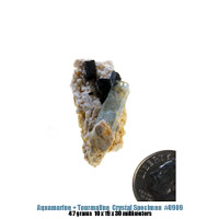 black tourmaline & aquamarine crystal cluster on feldspar