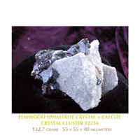Sphalerite + Calcite Crystal from Elmwood, Tenessee
