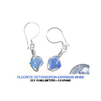 Blue Fluorite Octohedron Sterling Silver Earrings