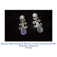 Moonstone & Mother of Pearl Sterling Silver Earrings
