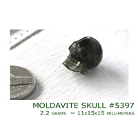 Moldavite Skull Carving