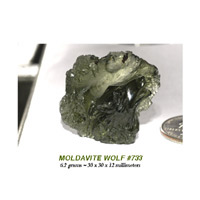 moldavite wolf carving