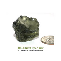 moldavite wolf carving