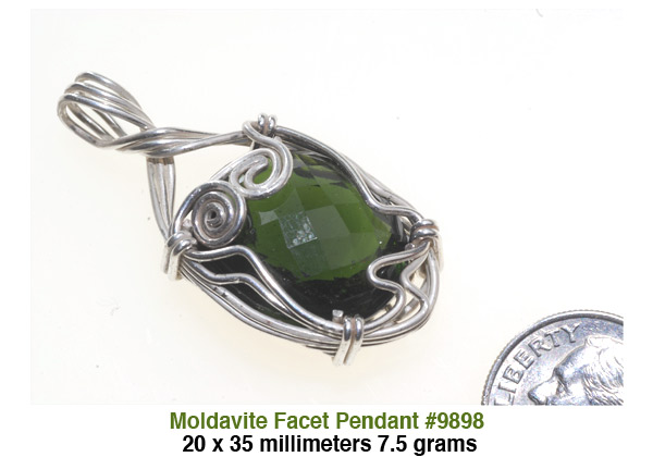 faceted moldavite pendant