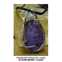 charoite wirewrapped pendant
