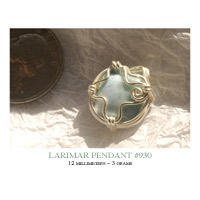 Larimar + Herkimer Diamond sterling silver pendant