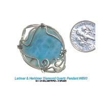 Larimar + Herkimer Diamond sterling silver pendant