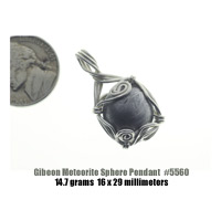Gibeon Meteorite + Quartz Crystal Pendant