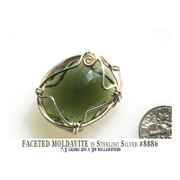 Faceted Moldavite + Herkimer Diamond Pendant
