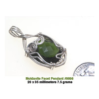 Faceted Moldavite + Herkimer Diamond Pendant