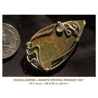 Ocean Jasper + Herkimer Diamond Sterling Silver Pendant