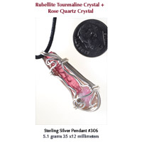 Rubellite Tourmaline + Rose Quartz Crystal Pendant